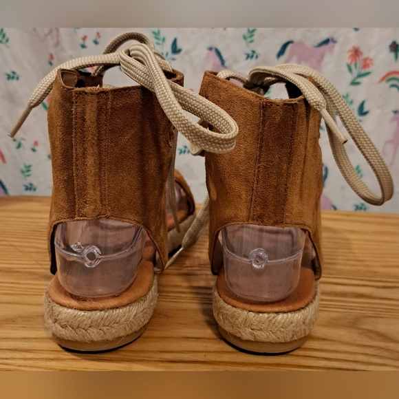 Anthropologie Maypole Tan Suede Jute Casual Boho Neutral Espadrille Sandal SZ 6 - Picture 5 of 7